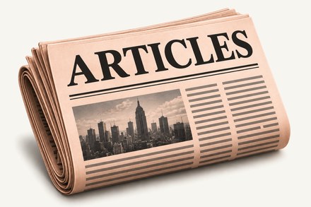 Folded newspaper reading ARTICLES — the CodeDelta article index