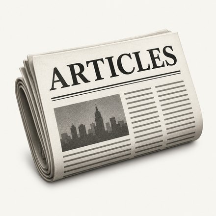 Folded newspaper reading ARTICLES — the CodeDelta article index