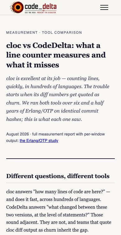 cloc vs CodeDelta