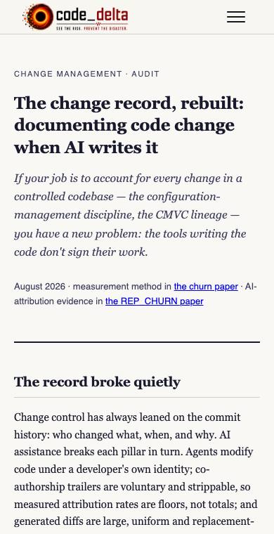 The change record